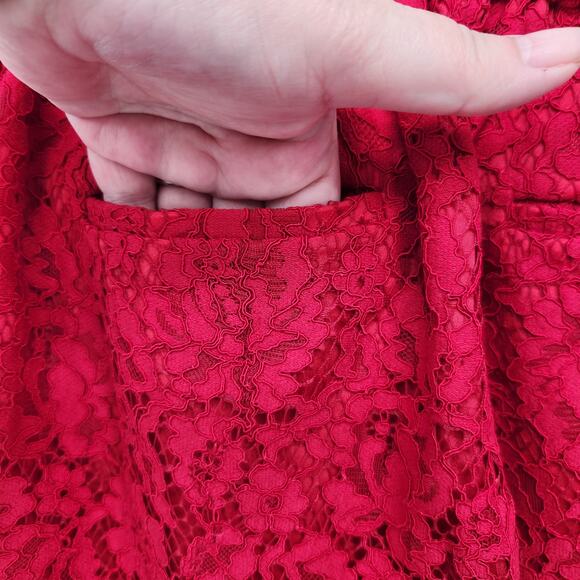 J. Crew Red Lace Floral Easy Skinny Pull On Ankle Pants Women's 00 - Picture 10 of 11